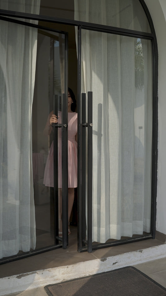 Pastel Pink & White Candy Striped A-Line Dress