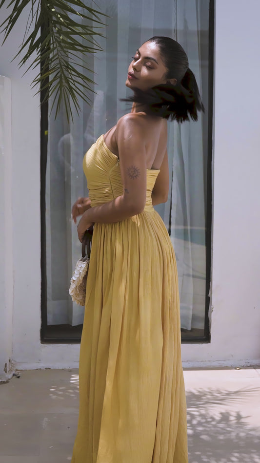 Buttercream Gathered Maxi Dress