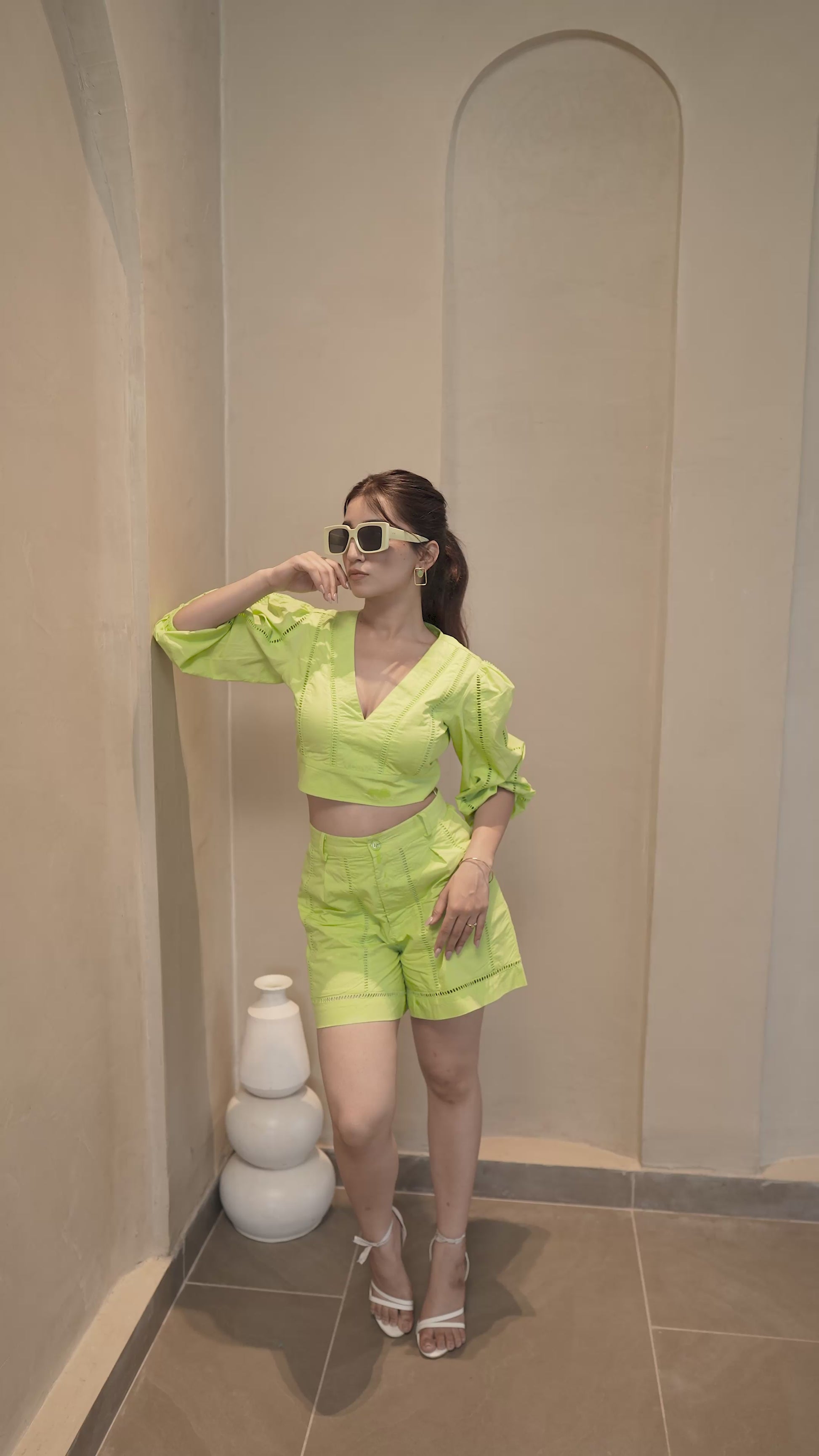 Lime Green Ladder Lace Co-ord Set